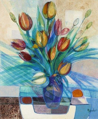 AZULAR
Nature morte aux tulipes. Huile sur...