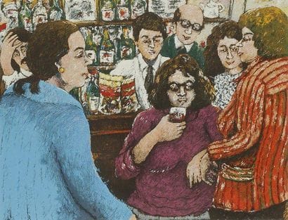 David AZUZ
Au café. Lithographie.Signée en...