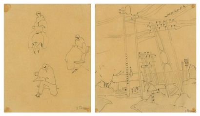 S. BLUM
Paysage - Étude de personnages. Dessin...