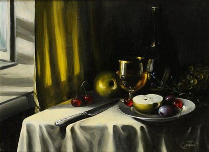D.S BORTAI
Petit déjeuner, 1993. Huile sur...