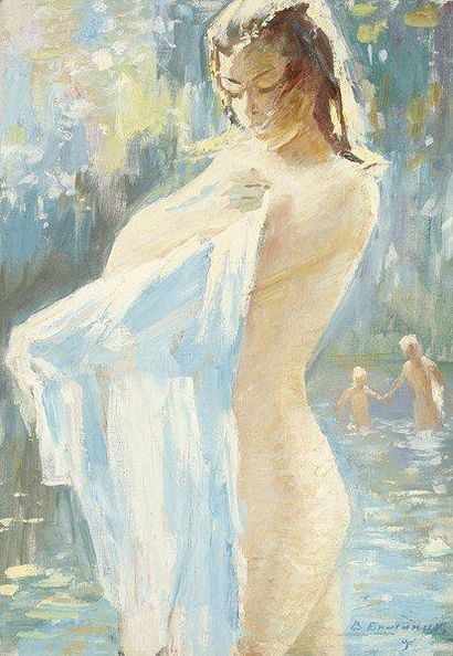 V.I BRATANIK
Baigneuse, 1993. Huile sur toile.Signée...