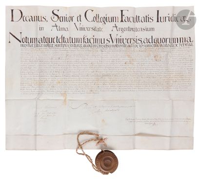 STRASBOURG. 2 handwritten diplomas, Strasbourg...