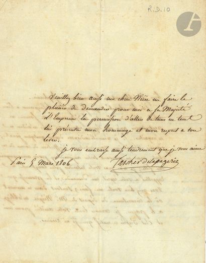 Robert, baron TASCHER DE LA PAGERIE. L.S.,...