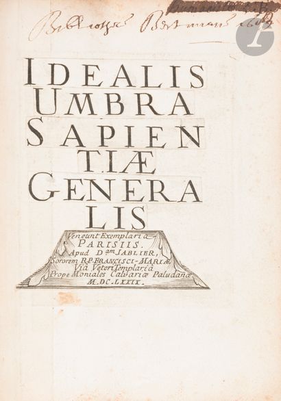 SABBATHIER (Esprit).
Idealis Umbra Sapientiæ...