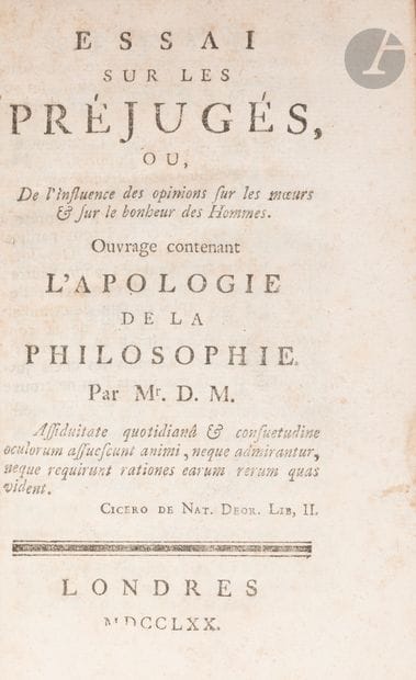 [HOLBACH (Paul Henri Dietrich, baron d’)].
Essai...
