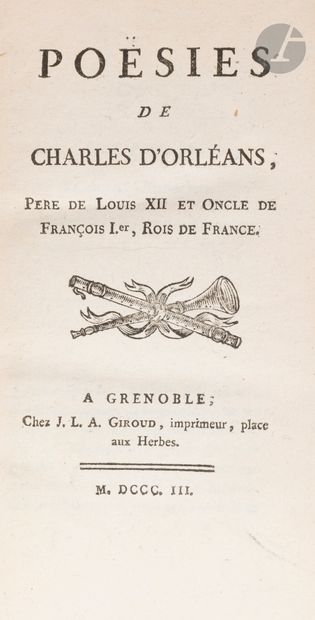 ORLÉANS (Charles d’).
Poësies de Charles...