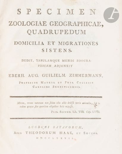 ZIMMERMANN (Eberhard August Wilhelm von).
Specimen...