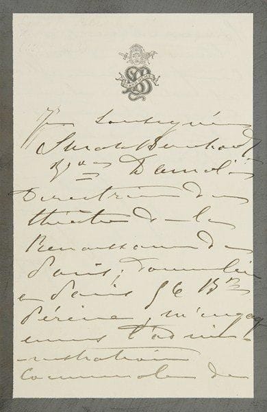 Sarah BERNHARDT (1844-1923) actrice. P.A.S.,...