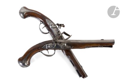 Pair of officer's flintlock pommel pistols.
Round...