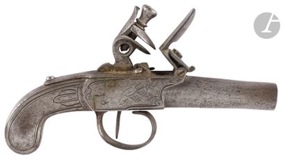 Small all-iron flintlock boxlock pistol....