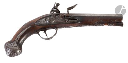 Italian flintlock travel pistol.
Round barrel...