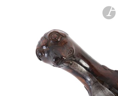 Double flintlock pistol. 
Round barrels with...