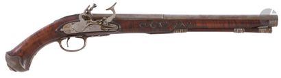 Flintlock pommel pistol.
Round barrel with...