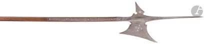 Halberd with long, four-sided estoc point.
Large,...