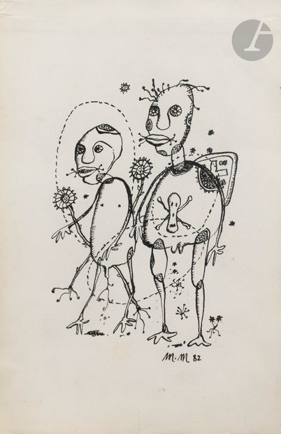 Michel MACRÉAU (1935-1995)
Two figures, 1982
Ink...