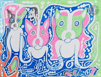 Yvon TAILLANDIER (1926-2018)
The Three Dogs,...
