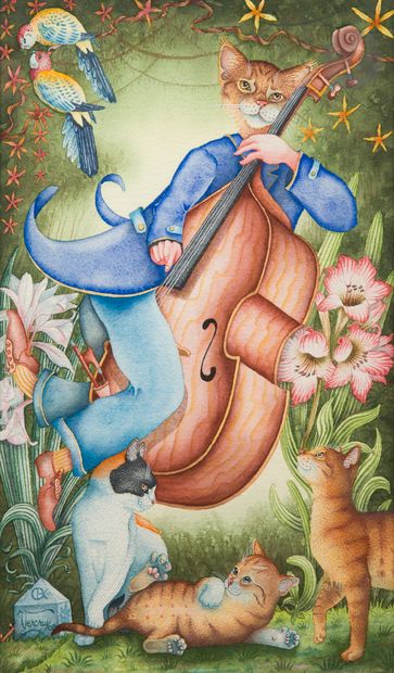 Bernard VERCRUYCE (b. 1949)
Les Amis de contrebasse,...