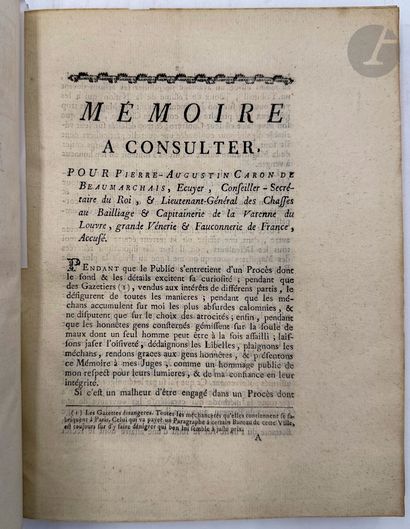 BEAUMARCHAIS (Pierre-Augustin Caron de).
[Mémoires...