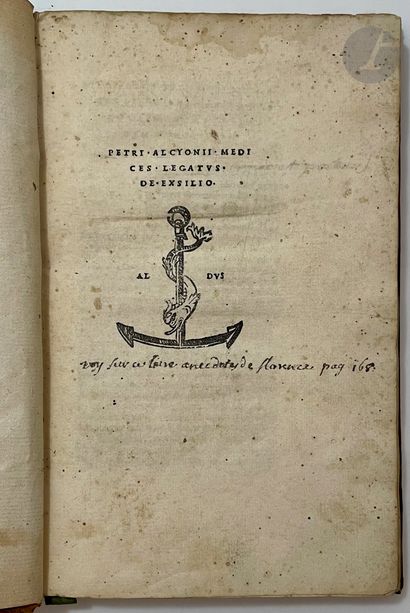 ALCIONIO (Pietro) Medices legatus de exsilio,...