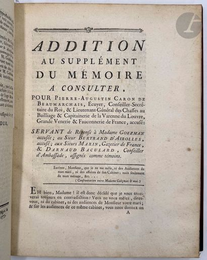 BEAUMARCHAIS (Pierre-Augustin Caron de).
[Mémoires...