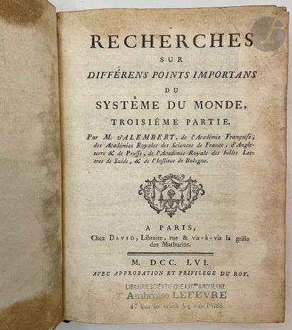 ALEMBERT (D').
Recherches sur différens points...