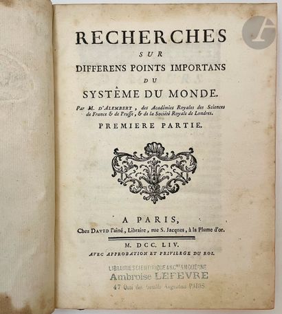 ALEMBERT (D').
Recherches sur différens points...