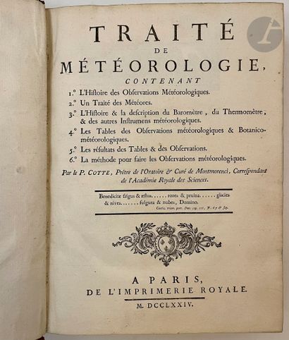 COTTE (Louis) Traité de météorologie, Paris:...