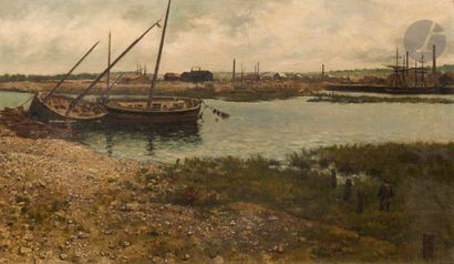 *Paul Louis BOUCHARD (1853-1937) 
River bank
Oil...