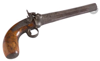 Rare pistolet à percussion système Lepage,...