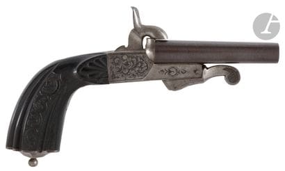 Pistolet double à broche, deux coups, calibre...