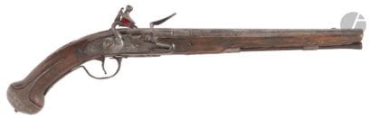 Long flintlock pommel gun. 
Round barrel...