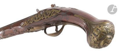 Long flintlock officer's pistol. 
Round barrel...