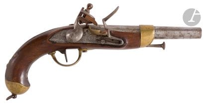 Pistolet d’arçon à silex modèle 1816. 
Canon...
