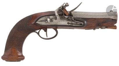 Petit pistolet d’officier à silex. 
Canon...