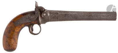 Rare pistolet à percussion système Lepage,...