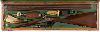 Superbe coffret de fusil de chasse à percussion...