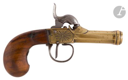 Pistolet à coffre à percussion, de marine....