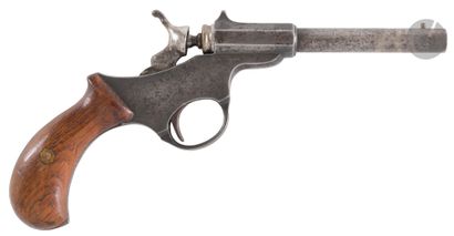 Curieux pistolet à percussion un coup. 
Canon...