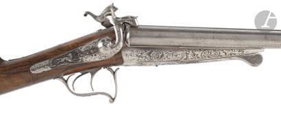 Beau fusil de chasse à broche, deux coups,...