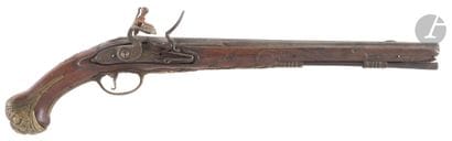 Long flintlock officer's pistol. 
Round barrel...