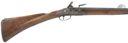 Long fusil de chasse à silex, un coup. 
Canon...