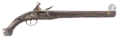 Long Italian flintlock officer's pistol,...