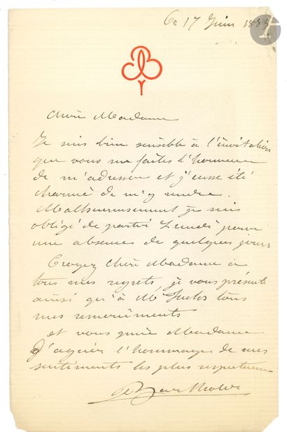 Auguste BARTHOLDI. 3 L.A.S., 1879-1883 and...