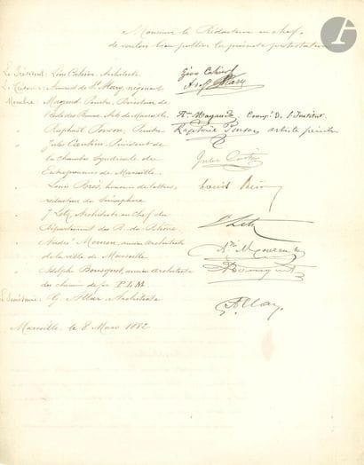 [Auguste BARTHOLDI]. L.S. by 10 architects...