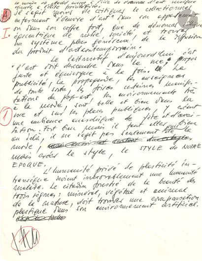 Victor VASARELY (1906-1997). Autograph manuscript;...