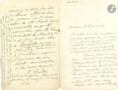 Théodore GUDIN (1802-1880). 7 L.A.S., 1861-1864,...