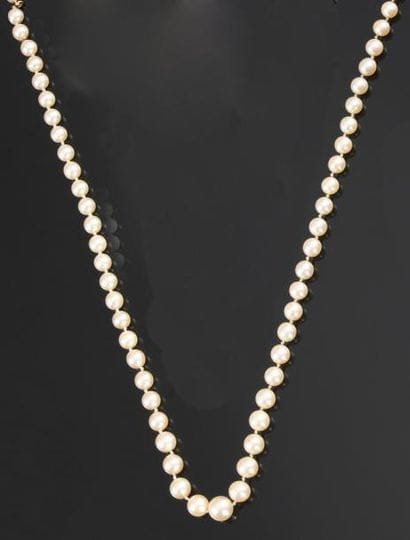 Collier de perles de culture en chute, fermoir...
