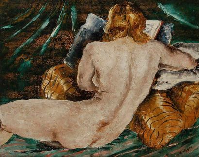 Laszlo MEDGYES (1892-?)
Femme nue lisant...