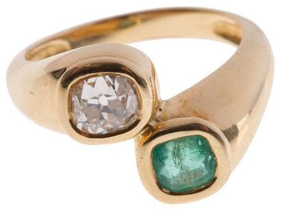 Bague toi et moi en or jaune, ornée d'un...