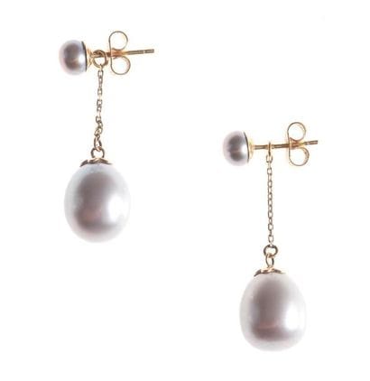Paire de pendants d'oreilles en or jaune,...